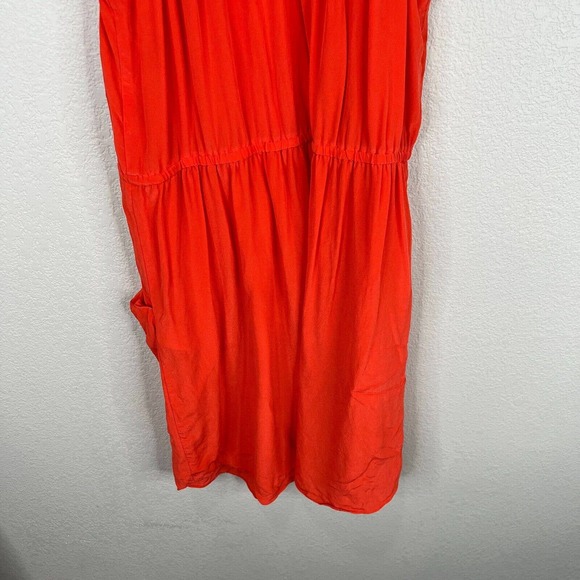 Rebecca Taylor Fit & Flare Dress Women's Orange Button Ruffle Sleeve Pullover - Picture 8 of 14